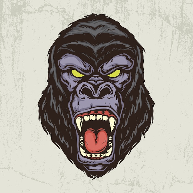Vector cabeza de gorila dibujado a mano ilustración