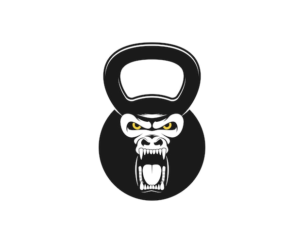 Cabeza de gorila con logotipo en forma de campana de tetera de gimnasio