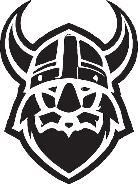 Cabeza de guerrero vikingo con logotipo de vector de emblema de casco con cuernos