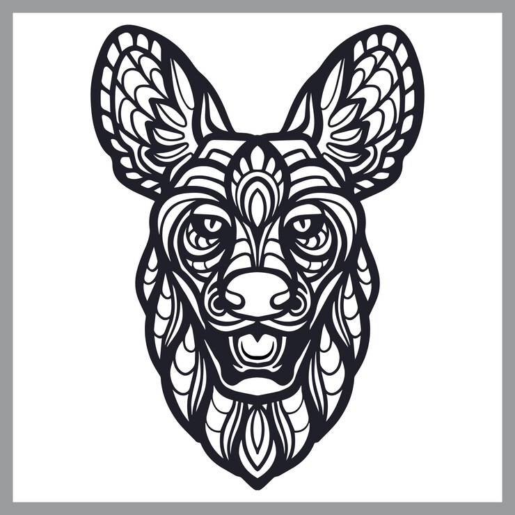 Vector cabeza de hiena artes zentangle aislado sobre fondo blanco.