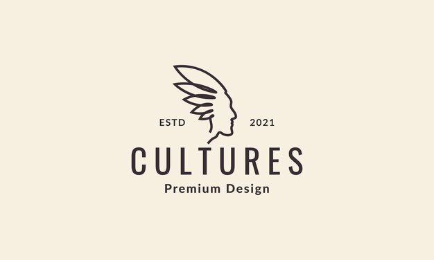 Cabeza hipster tribus indias logotipo símbolo vector icono ilustración diseño gráfico