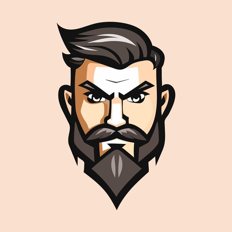 cabeza de hombre con barba ilustración fondo aislado