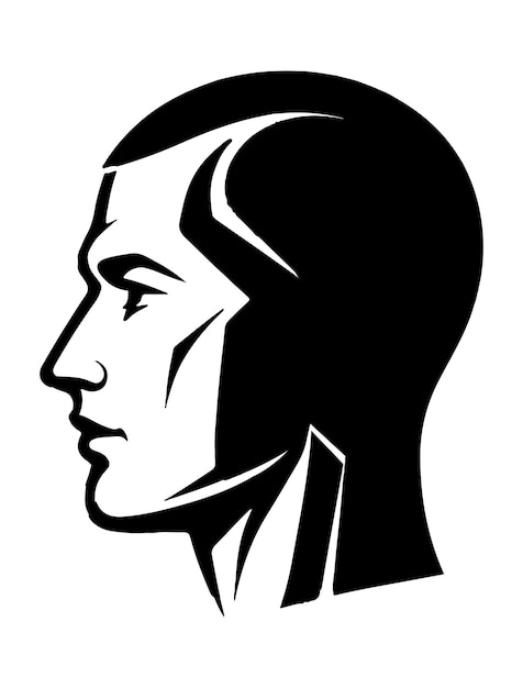 Cabeza de hombre en blanco y negro
