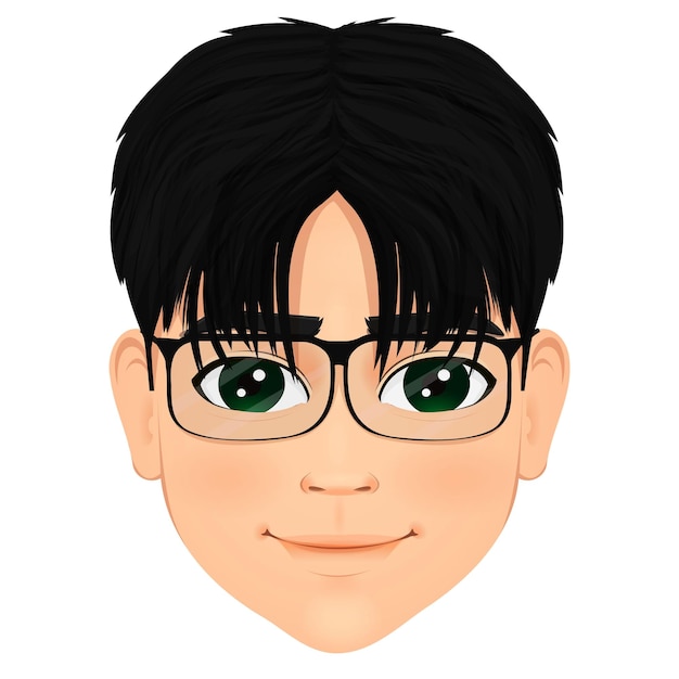 cabeza de hombre joven con cabello negro