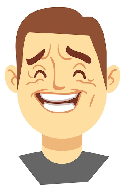 Cabeza de hombre riendo Emoción positiva feliz de dibujos animados
