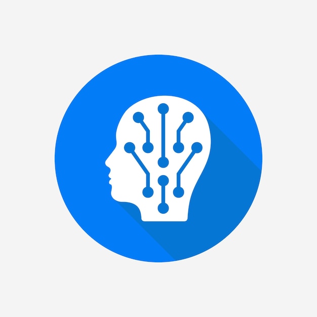 Cabeza humana con concepto de AI de icono de vector de red neuronal