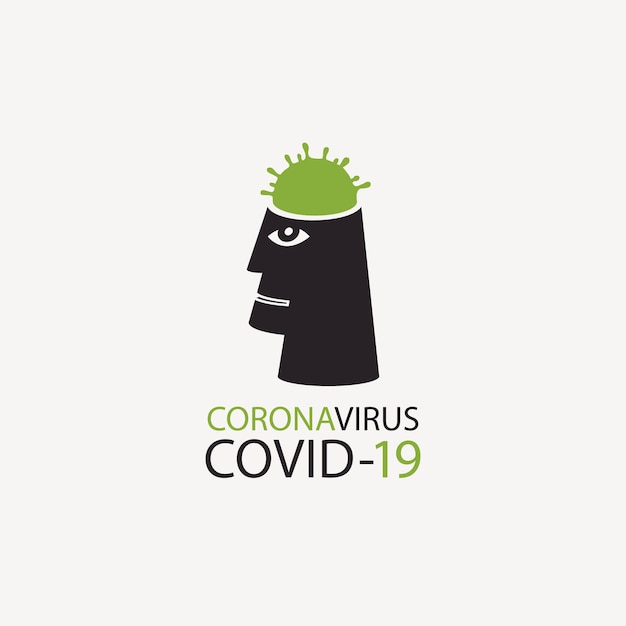 Vector cabeza humana con coronavirus en lugar del cerebro
