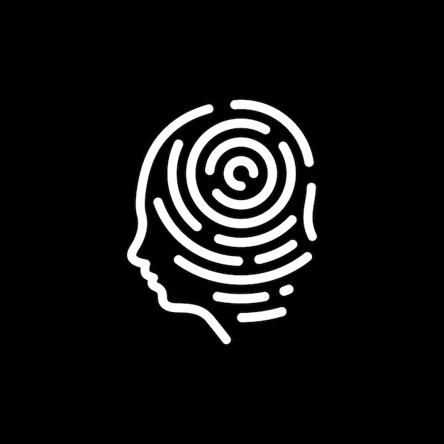 cabeza humana huella digital seguridad biométrica tecnología logotipo vector icono ilustración