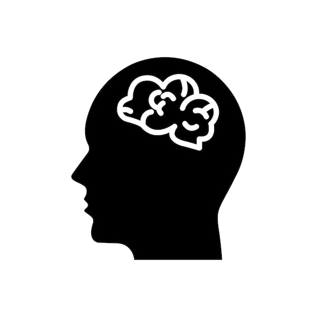 Cabeza humana con el icono del cerebro Conjunto de salud mental Piensa psicología mental Símbolo vectorial en un estilo negro lleno y delineado Signo de ilustración de memoria de persona