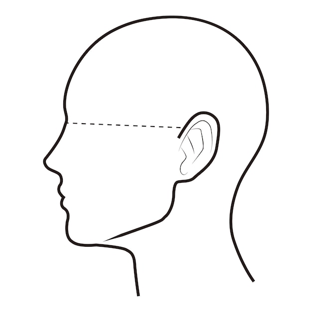 Cabeza humana con vista lateral de la línea de los ojos