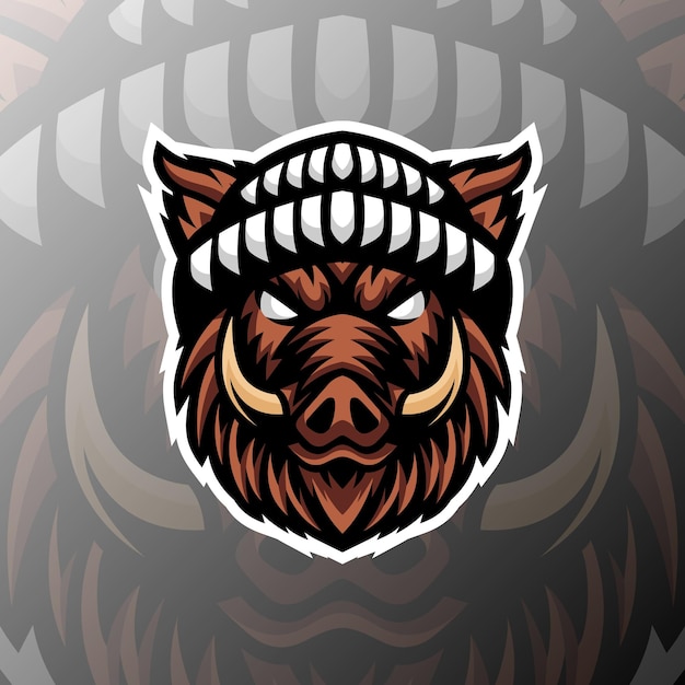 una cabeza de jabalí con un sombrero de gorra con estilo de diseño de esport