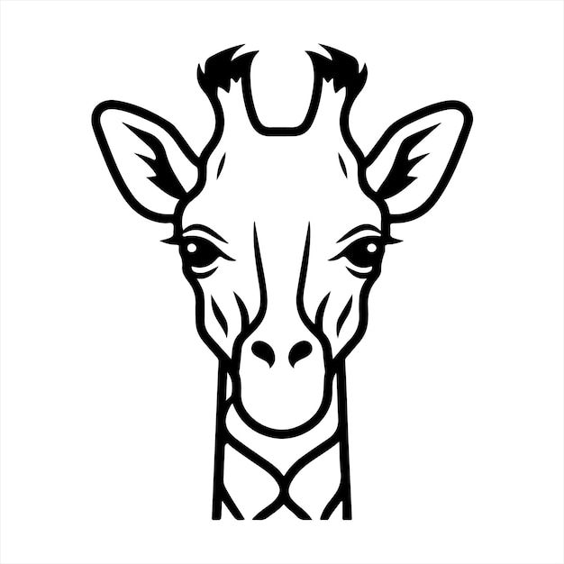 una cabeza de jirafa con un fondo blanco y negro