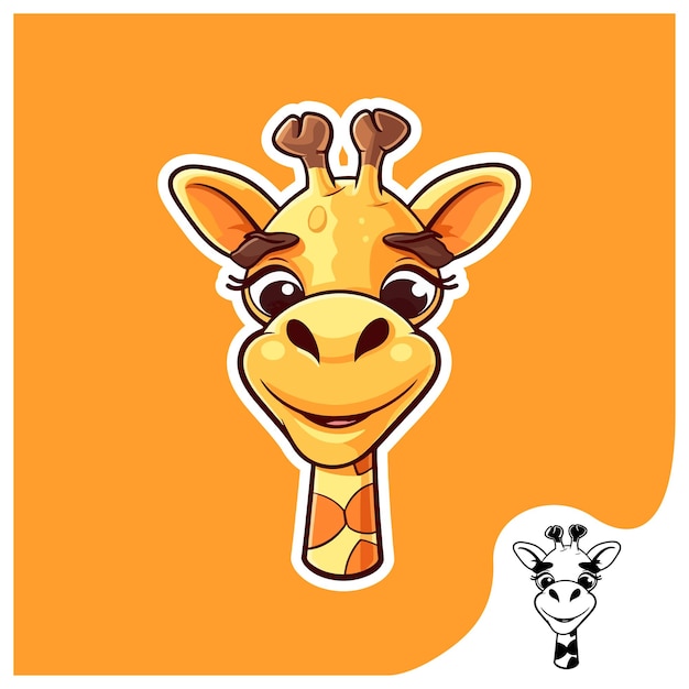 La cabeza de la jirafa Sticker Ilustración vectorial