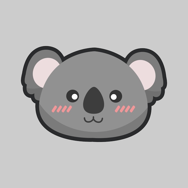 cabeza de koala con diseño vectorial plano de contorno