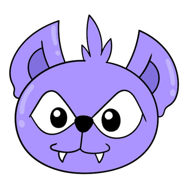 Cabeza de koala púrpura lindo y hermoso, emoticon de cartón de ilustración vectorial. dibujo de icono de doodle