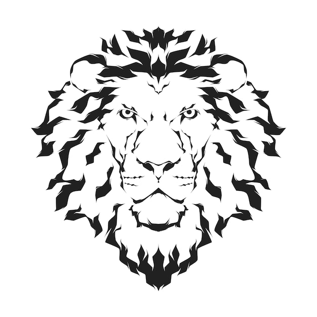 Una cabeza de león con una cabeza de león sobre un fondo blanco.