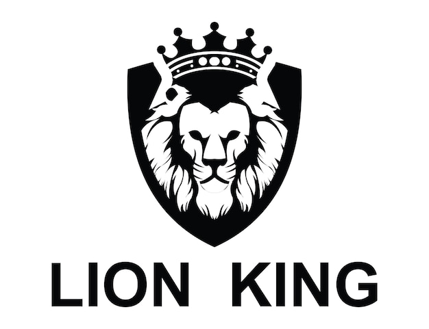 una cabeza de león con una corona en ella plantilla vectorial del logotipo del rey león
