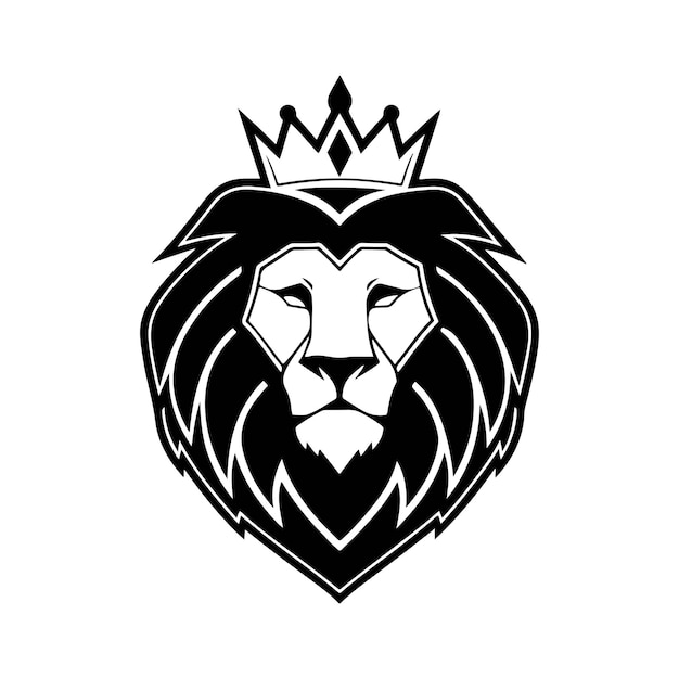 Cabeza de león con corona de rey león Template vectorial de diseño de logotipo de león