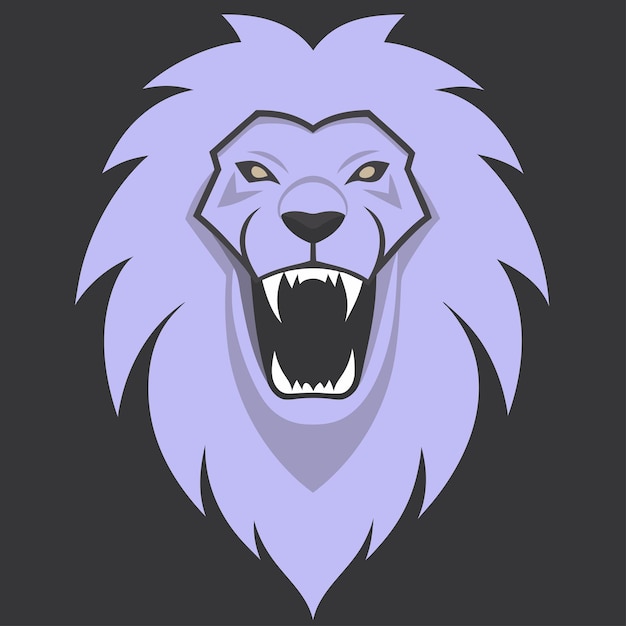 una cabeza de león con un fondo azul que dice que el león es