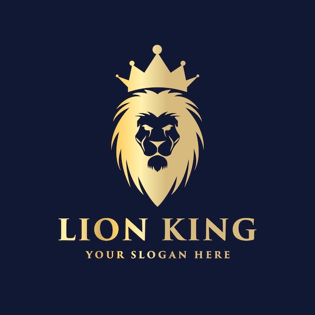 cabeza de león real de lujo con diseño de logotipo de corona