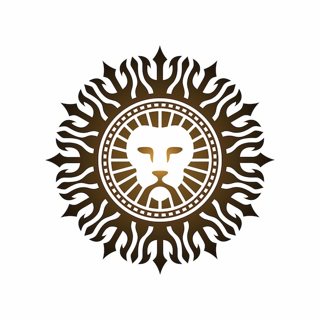 Cabeza León Tridente Elegante Vector Logo