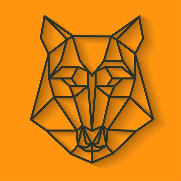 cabeza de lobo creada a partir de líneas