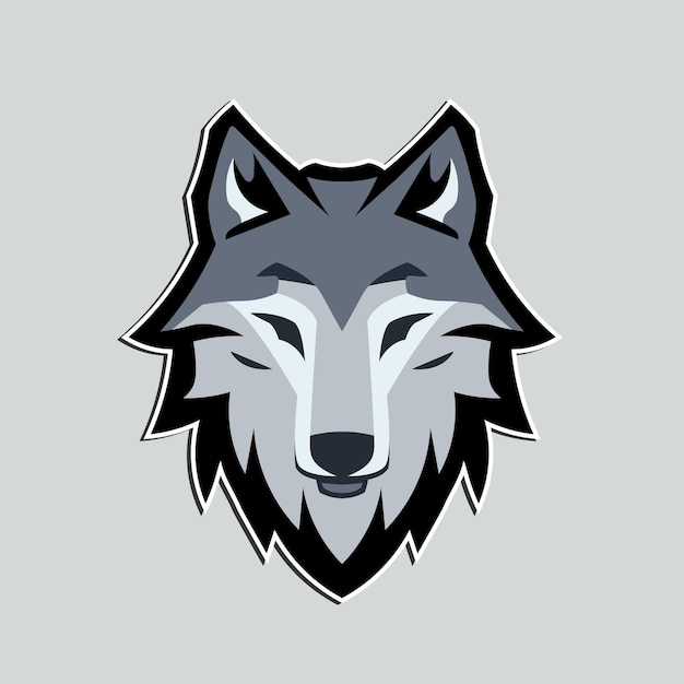 Una cabeza de lobo con un fondo gris.