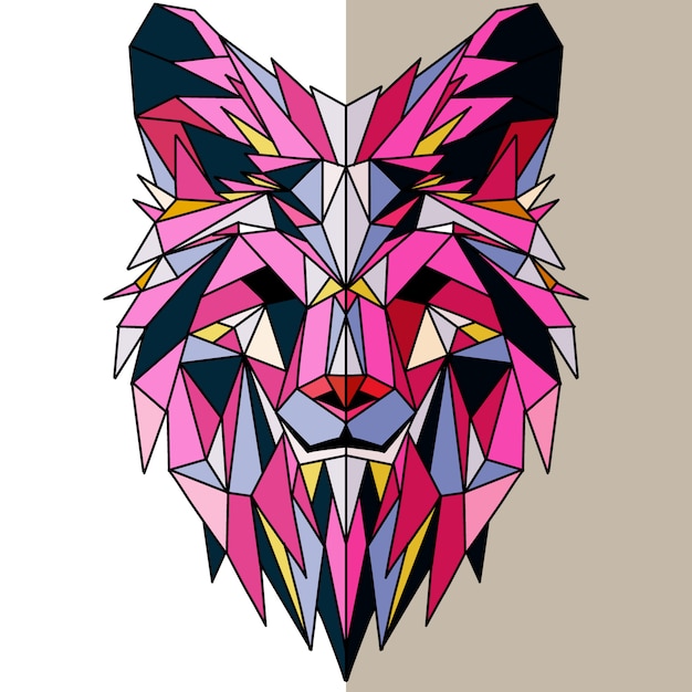 Vector cabeza de lobo geométrica poligonal