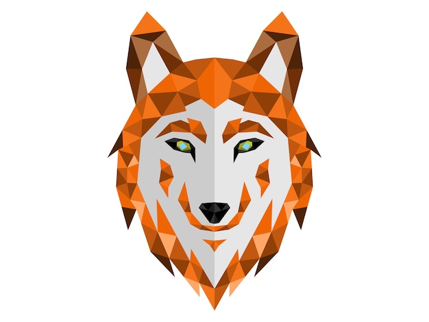 Vector cabeza de lobo mascota estilo poligonal