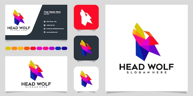 Vector cabeza de lobo poligonal de vector. ilustración de animales de baja poli. diseño de logotipo y tarjeta de presentación.