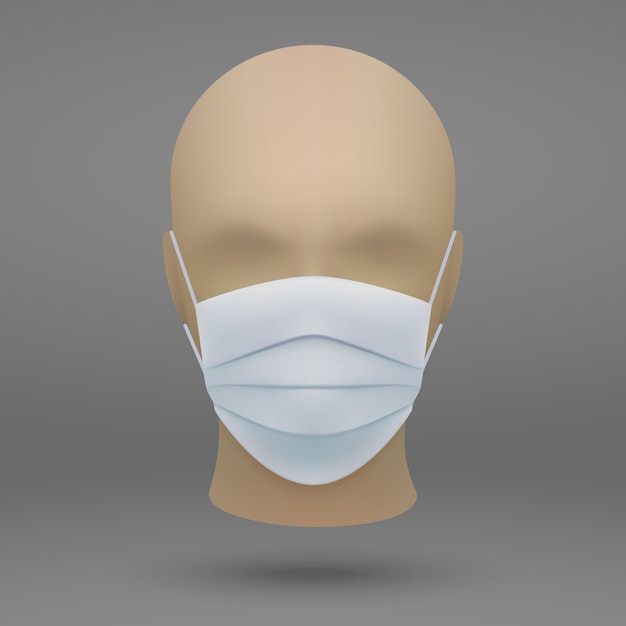 Cabeza con mascarilla médica.