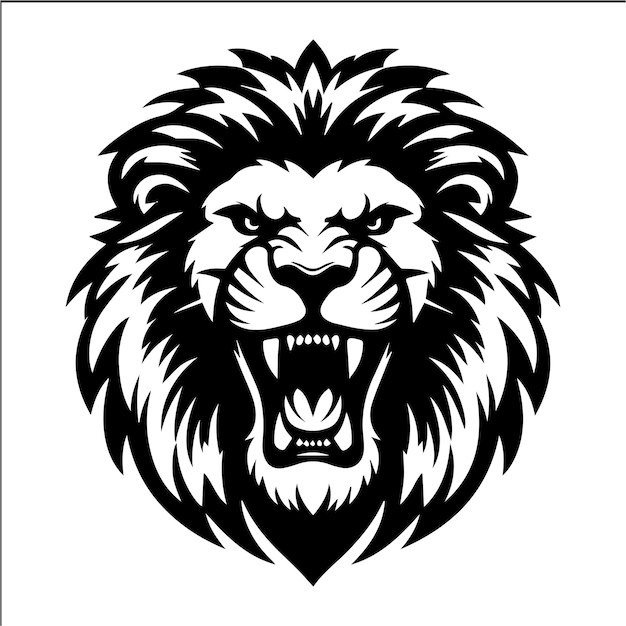 cabeza de mascota de león ilustración de cara de animal salvaje diseño de vector símbolo emblema icono silueta rey