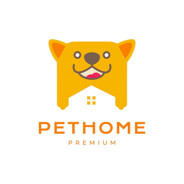 Cabeza mascotas perro canino pata cachorro hogar jaula sonrisa feliz caricatura mascota colorido logotipo diseño vector