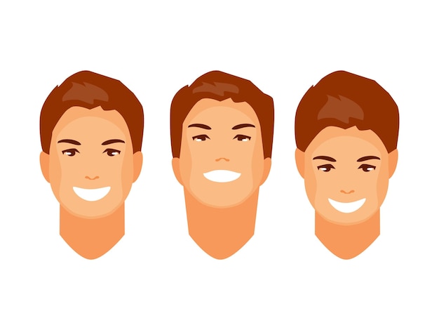 La cabeza masculina es frontal en perspectiva Vista superior e inferior recta Ilustración vectorial