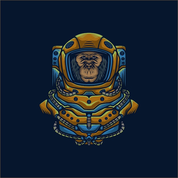 cabeza de mono astronauta ilustración vectorial