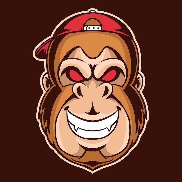 Vector cabeza de mono con ilustración de sombrero snapback