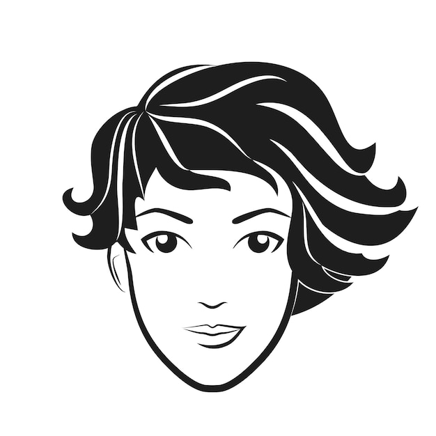 Cabeza de mujer con cabello corto elegante