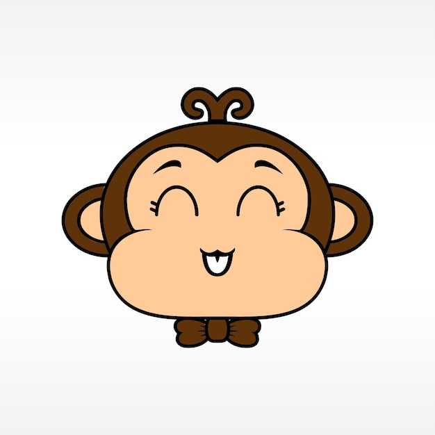 cabeza de mujer Mono Chimpancé Logo, aislado sobre fondo blanco