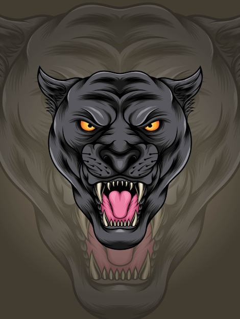 Vector cabeza musculosa pantera negra ilustración