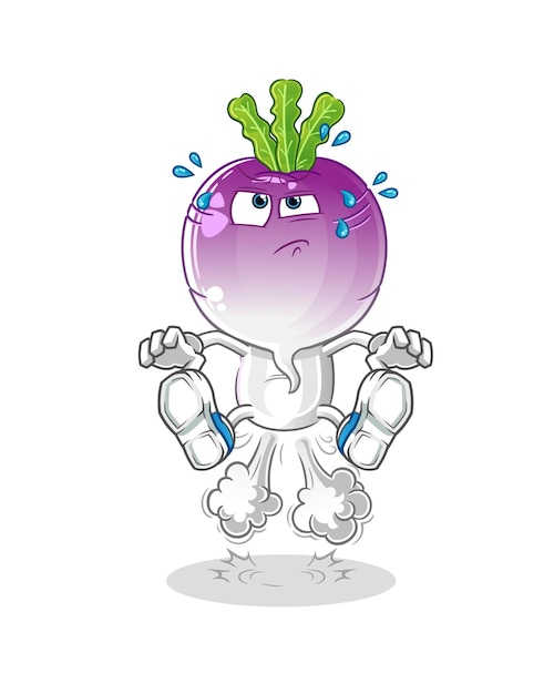 Cabeza de nabo dibujos animados pedo saltando ilustración vector de caracteres