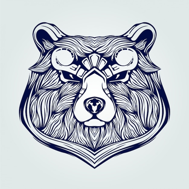 cabeza de oso con cara decorativa