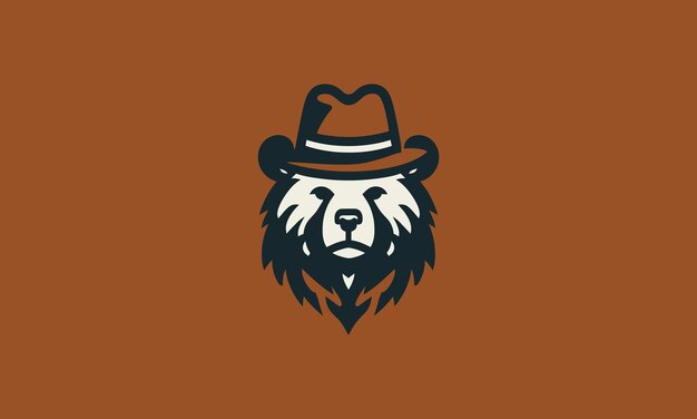 cabeza de oso con diseño de logotipo vectorial de sombrero