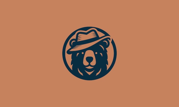 cabeza de oso con diseño de logotipo vectorial de sombrero