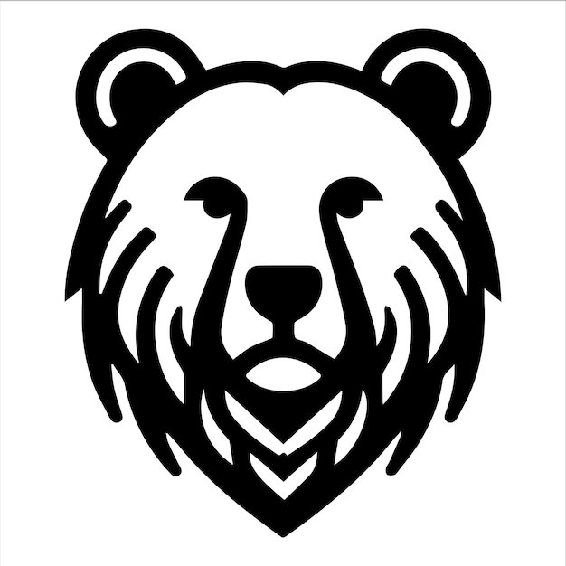 Cabeza de oso Logotipo de arte lineal minimalista de cabeza de oso