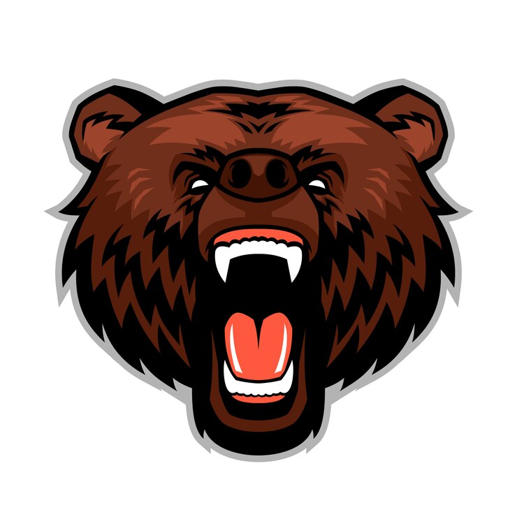 Vector cabeza de oso marrón enojado