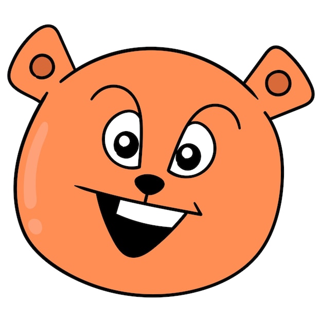 Cabeza de oso naranja sonriendo felizmente dibujo de icono de garabato