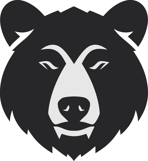 una cabeza de oso negro con ojos y ojos