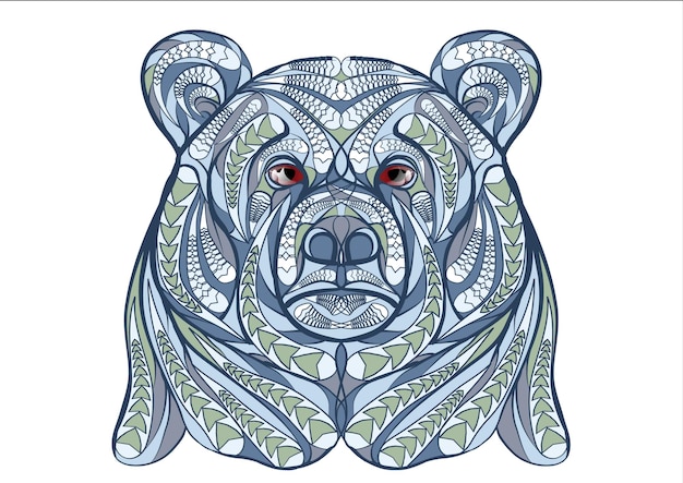 Cabeza de oso con ornamentos intrincados
