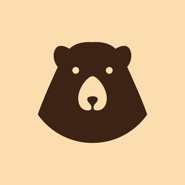 cabeza de oso pardo mascota vector de diseño de logotipo lindo