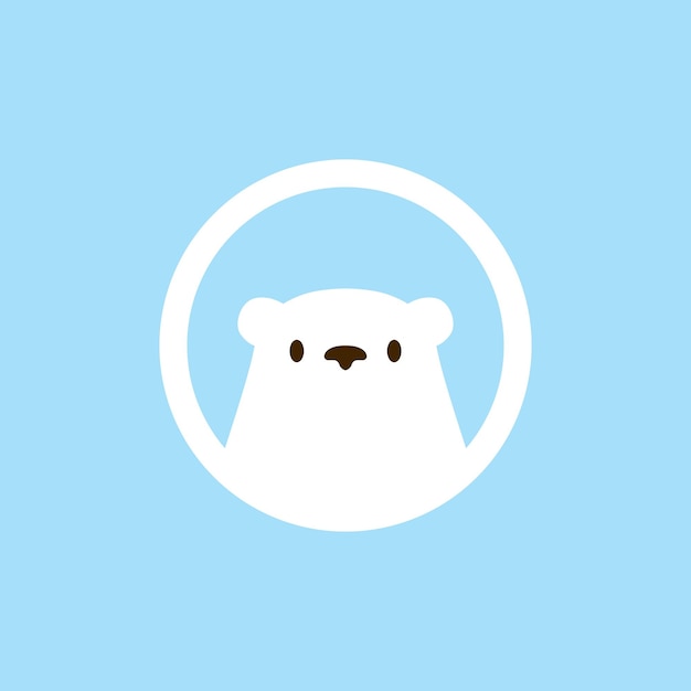 Cabeza de oso polar redondo emblema logo vector icono ilustración